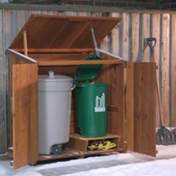 wood garbage can storage