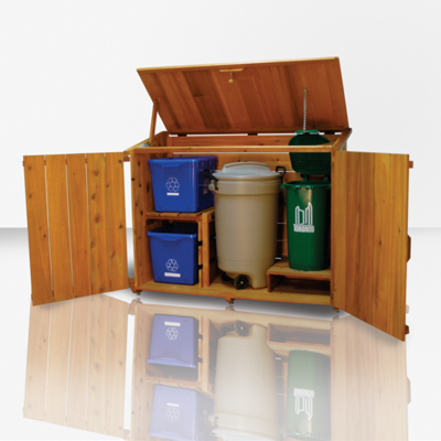 Outdoor Wooden Garbage Can Storage Bin Provide Attractive Waste 