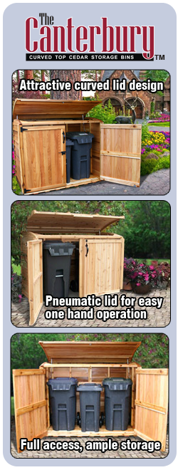 Cedar Outdoor Garbage Can Storage Bins, Wooden Garbage Can Storage Bin