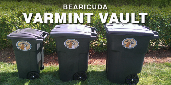 Animalproof and bearproof garbage can collection from Bearicuda Bins